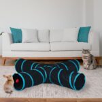 Tunel pliabil pentru pisici, cu minge, 4 directii si 5 iesiri, husa transport, 25 x 130 x 125 cm - imagine 2