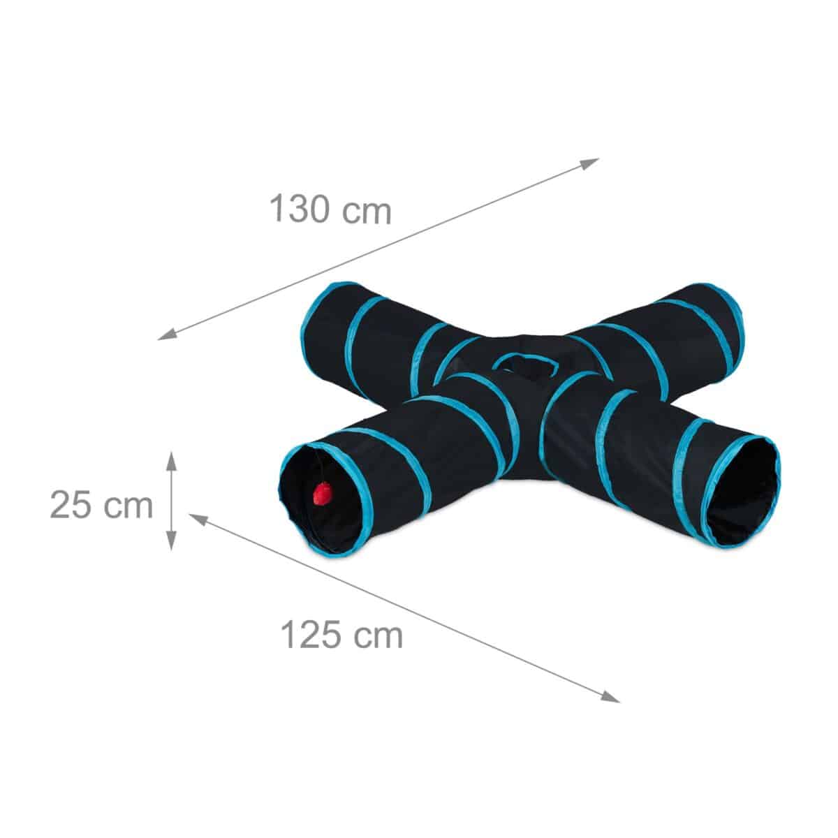 Tunel pliabil pentru pisici, cu minge, 4 directii si 5 iesiri, husa transport, 25 x 130 x 125 cm - imagine 4