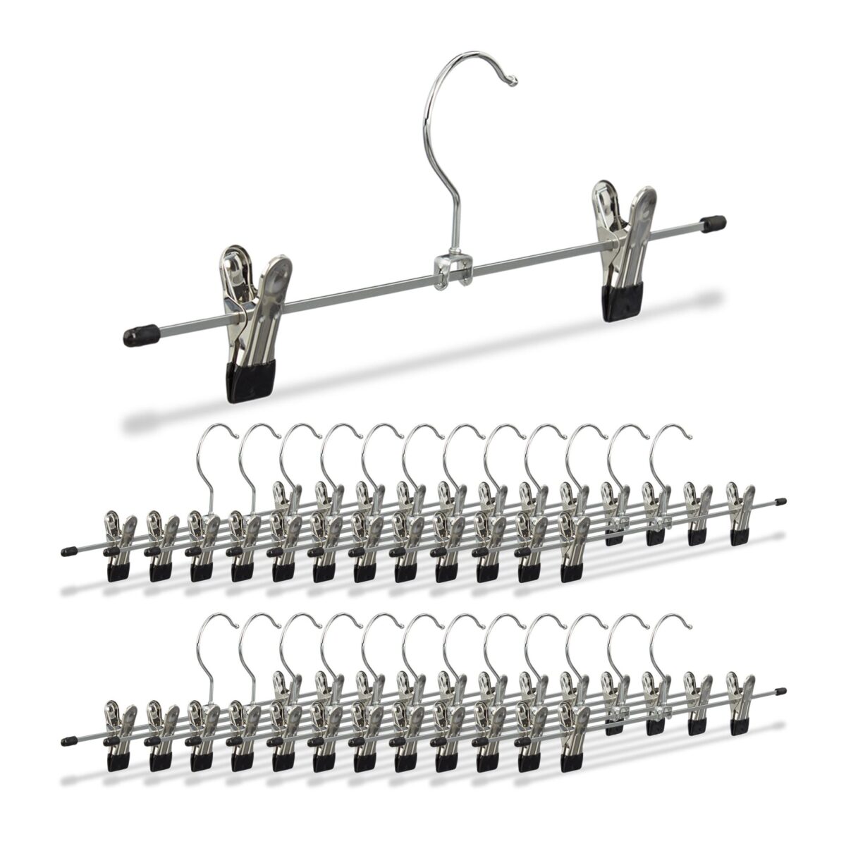 Set 5 umerase din lemn, cu 2 cleme, carlig rotativ 360°, 17 x 37,5 x 2,5 cm - imagine 3