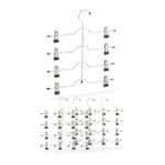 Set 5 suporturi cu cate 4 umerase, 2 cleme prindere pantaloni/fuste, 39 x 34 x 2 cm