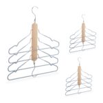 Set 3 suporturi cu 4 umerase, din lemn, pozitionat vertical/orizontal, 45 x 40 x 2 cm