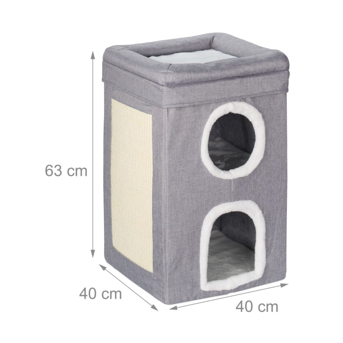 Culcus pentru pisici, cu 3 culcusuri si  suprafata de zgariere pe lateral, 63 x 40 x 40 cm - imagine 4