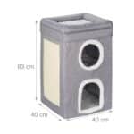 Culcus pentru pisici, cu 3 culcusuri si  suprafata de zgariere pe lateral, 63 x 40 x 40 cm - imagine 4