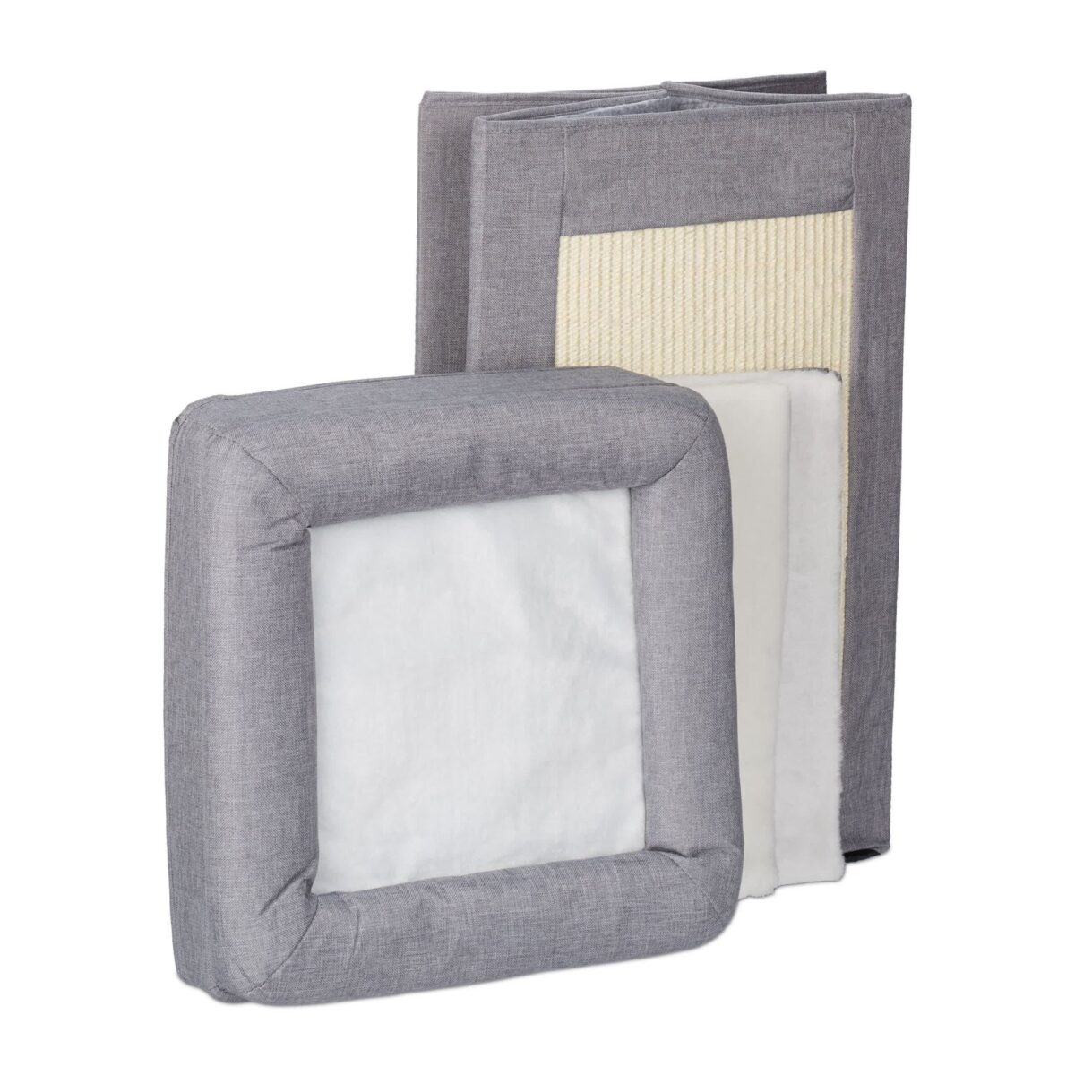 Culcus pentru pisici, cu 3 culcusuri si  suprafata de zgariere pe lateral, 63 x 40 x 40 cm - imagine 5