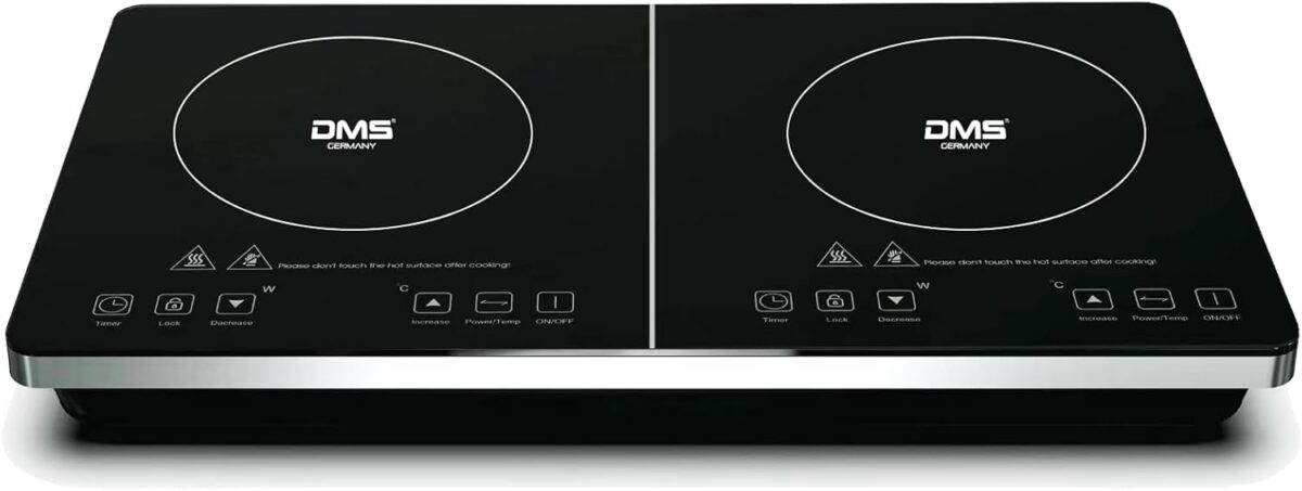 Plita dubla cu inductie, 3500 W, 60 - 240 °C, control tactil cu senzor, temporizator 3 ore, placa din sticla ceramica - imagine 4