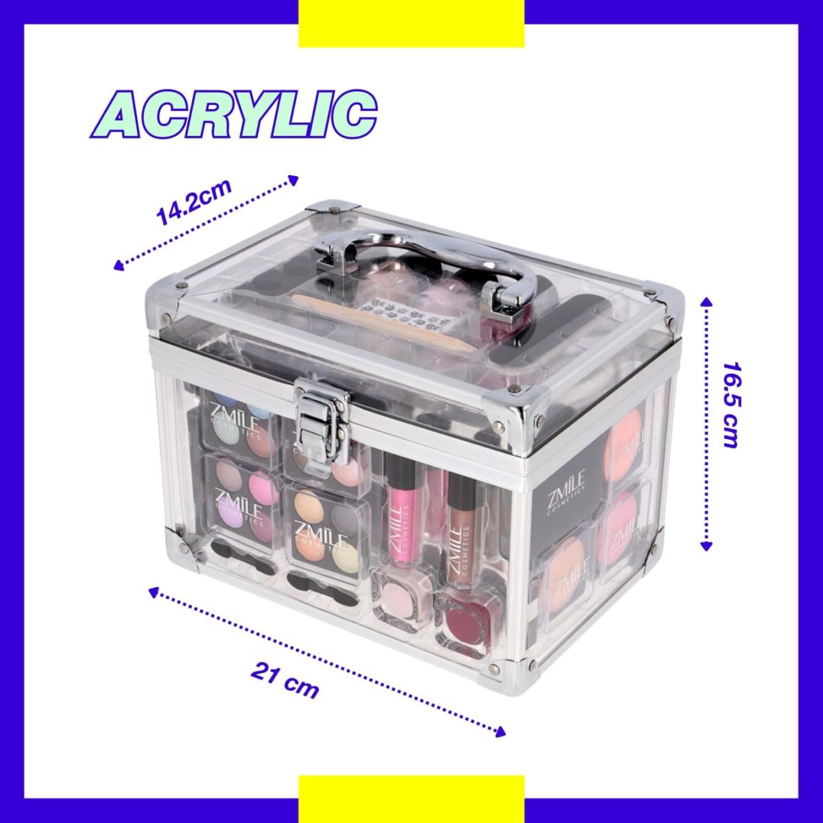 Trusa machiaj "Acrylic" 42 piese, farduri, geanta, oglinda, vegan, Zmile Cosmetics - imagine 6