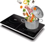 Plita dubla cu inductie, 3500 W, 60 - 240 °C, control tactil cu senzor, temporizator 3 ore, placa din sticla ceramica