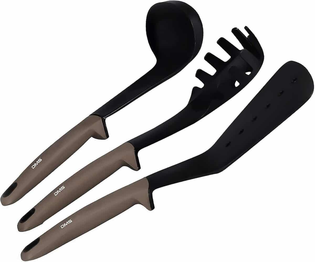 Set oale, tigai si ustensile, 15 piese, cu capace din sticla, accesorii de bucatarie incluse, pentru suprafete de gatit cu inductie, gaz, electrice, ceramice, maro - imagine 3