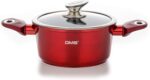 Set oale, tigai si ustensile, 15 piese, capace din sticla, accesorii de bucatarie incluse, pentru suprafete de gatit cu inductie, gaz, electrice, ceramice, rosu - imagine 6