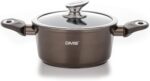 Set oale, tigai si ustensile, 15 piese, cu capace din sticla, accesorii de bucatarie incluse, pentru suprafete de gatit cu inductie, gaz, electrice, ceramice, maro - imagine 8