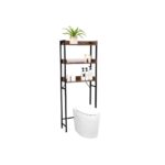Dulap baie, 3 etajere, 63 x 25 x 165 cm, PAL, negru/maro
