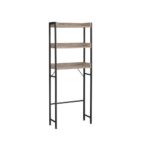 Dulap baie, 3 etajere, 63 x 25 x 165 cm, PAL, negru/gri - imagine 2