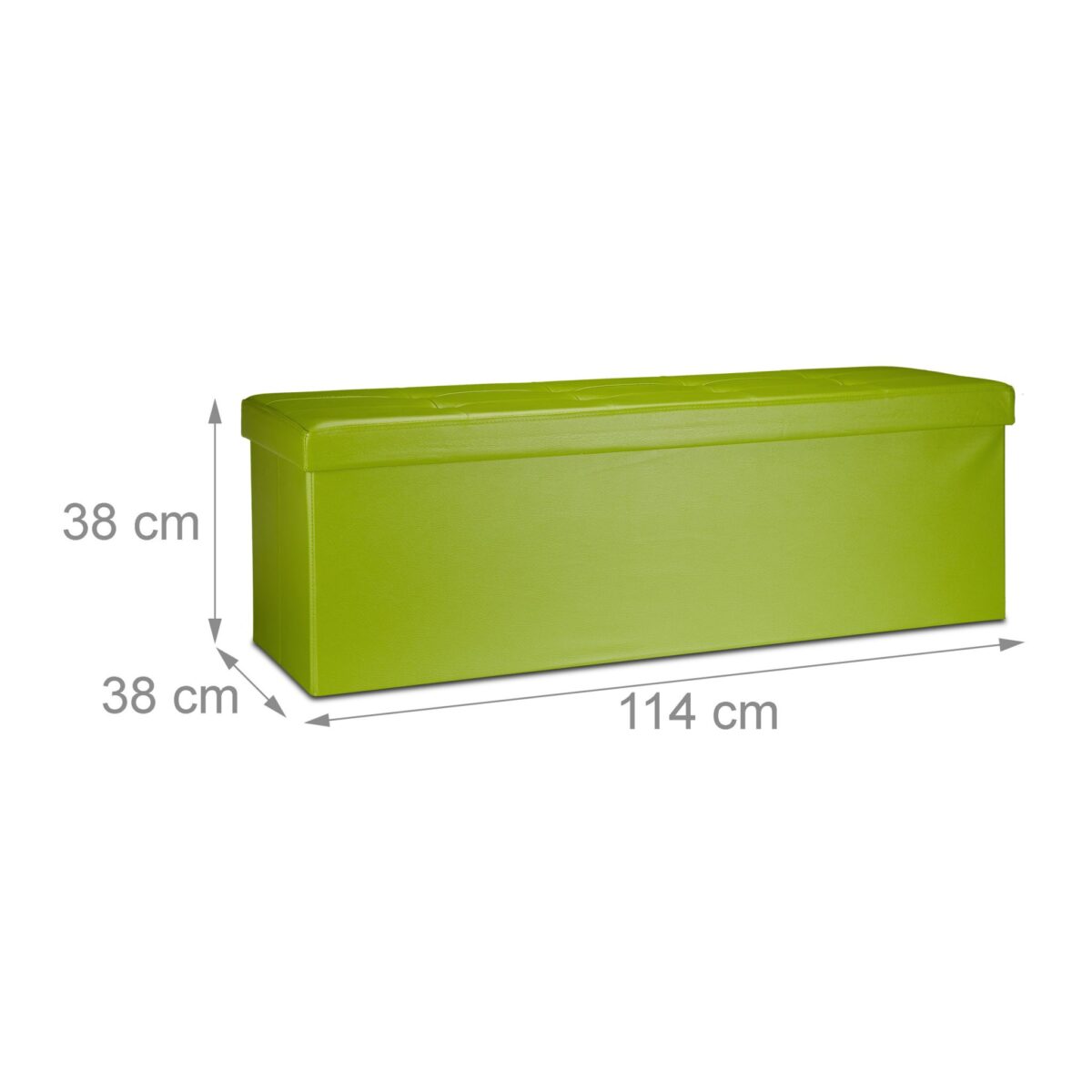 Banca tip taburet, piele ecologica, spatiu depozitare, pliabila, verde, 38 x 114 x 38 cm - imagine 3