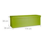 Banca tip taburet, piele ecologica, spatiu depozitare, pliabila, verde, 38 x 114 x 38 cm - imagine 3