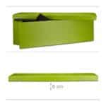 Banca tip taburet, piele ecologica, spatiu depozitare, pliabila, verde, 38 x 114 x 38 cm - imagine 4
