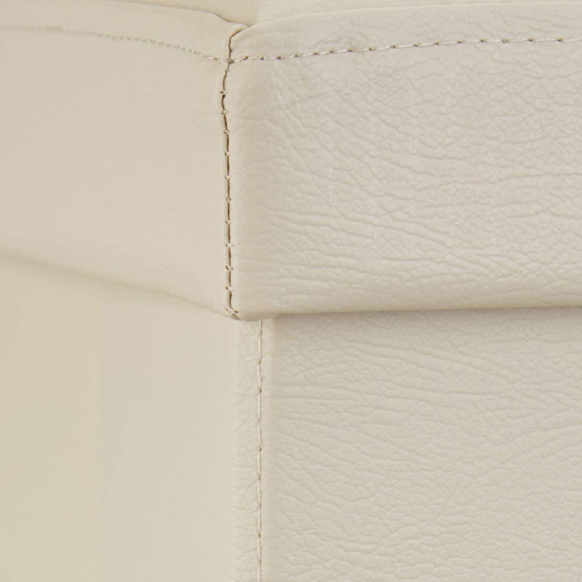 Banca tip taburet, piele ecologica, spatiu depozitare, pliabila, crem, 38 x 114 x 38 cm - imagine 5