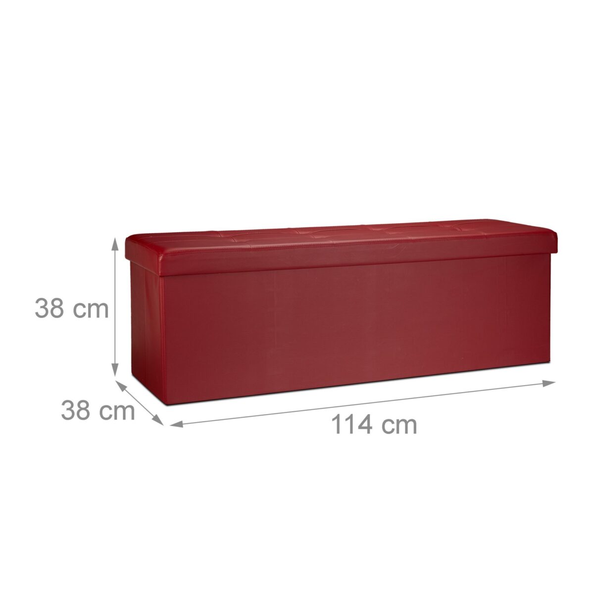 Banca tip taburet, piele ecologica, spatiu depozitare, pliabila, bordo, 38 x 114 x 38 cm - imagine 3