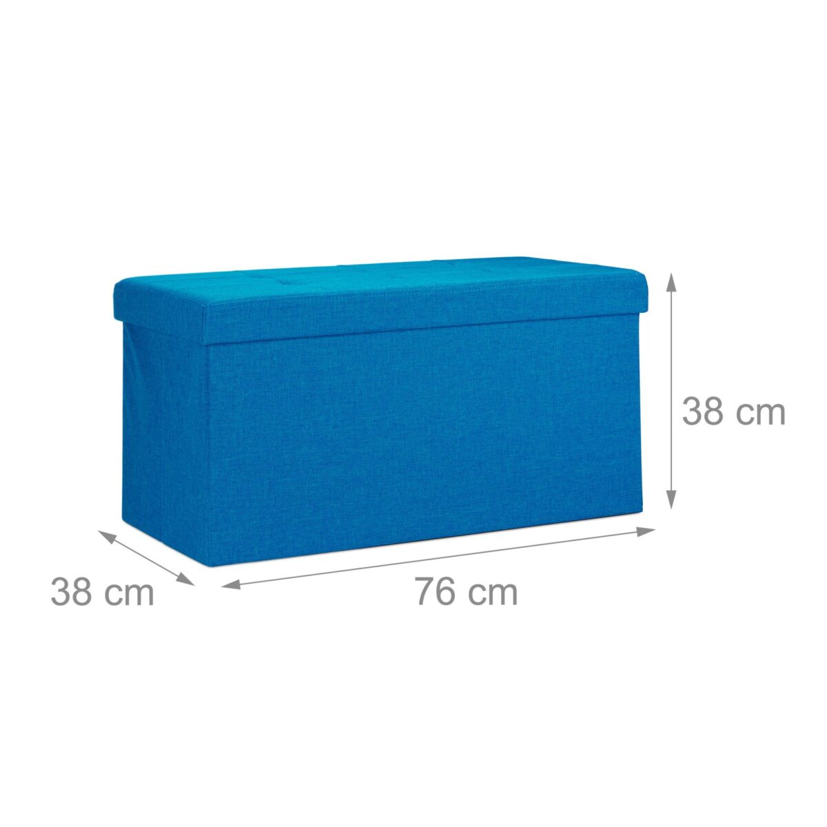 Banca tapitata tip taburet, cu spatiu depozitare, capacitate 300 kg, albastru, 38 x 76 x 38 cm - imagine 3