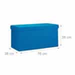 Banca tapitata tip taburet, cu spatiu depozitare, capacitate 300 kg, albastru, 38 x 76 x 38 cm - imagine 3