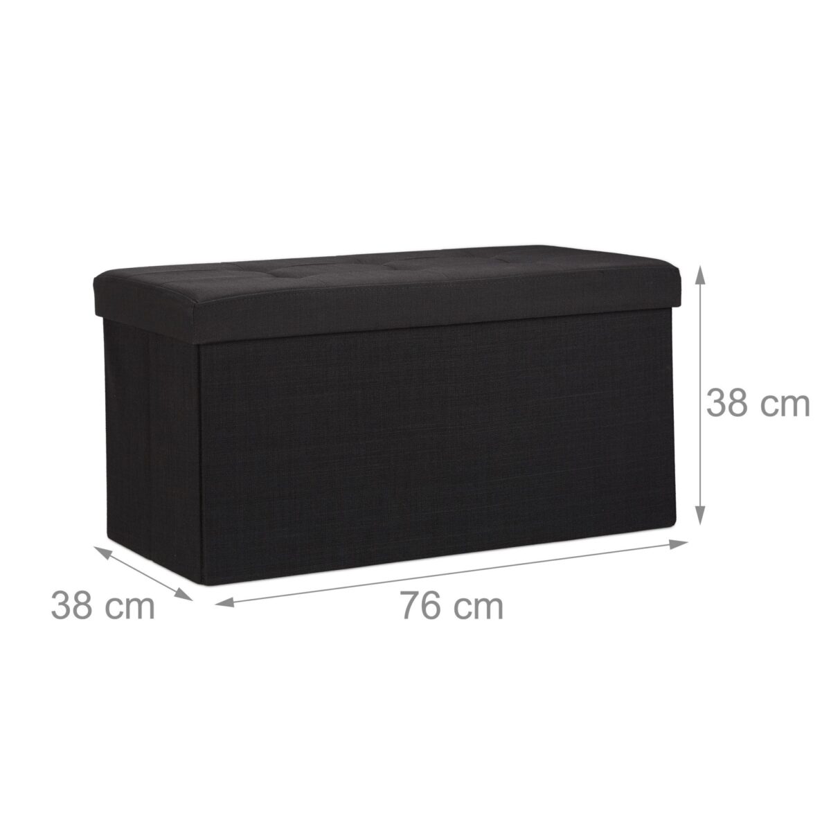 Banca tapitata tip taburet, cu spatiu depozitare, capacitate 300 kg, negru, 38 x 76 x 38 cm - imagine 2