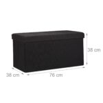 Banca tapitata tip taburet, cu spatiu depozitare, capacitate 300 kg, negru, 38 x 76 x 38 cm - imagine 2