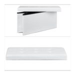 Banca tapitata tip taburet, cu spatiu depozitare, capacitate 300 kg, alb, 38 x 76 x 38 cm - imagine 7