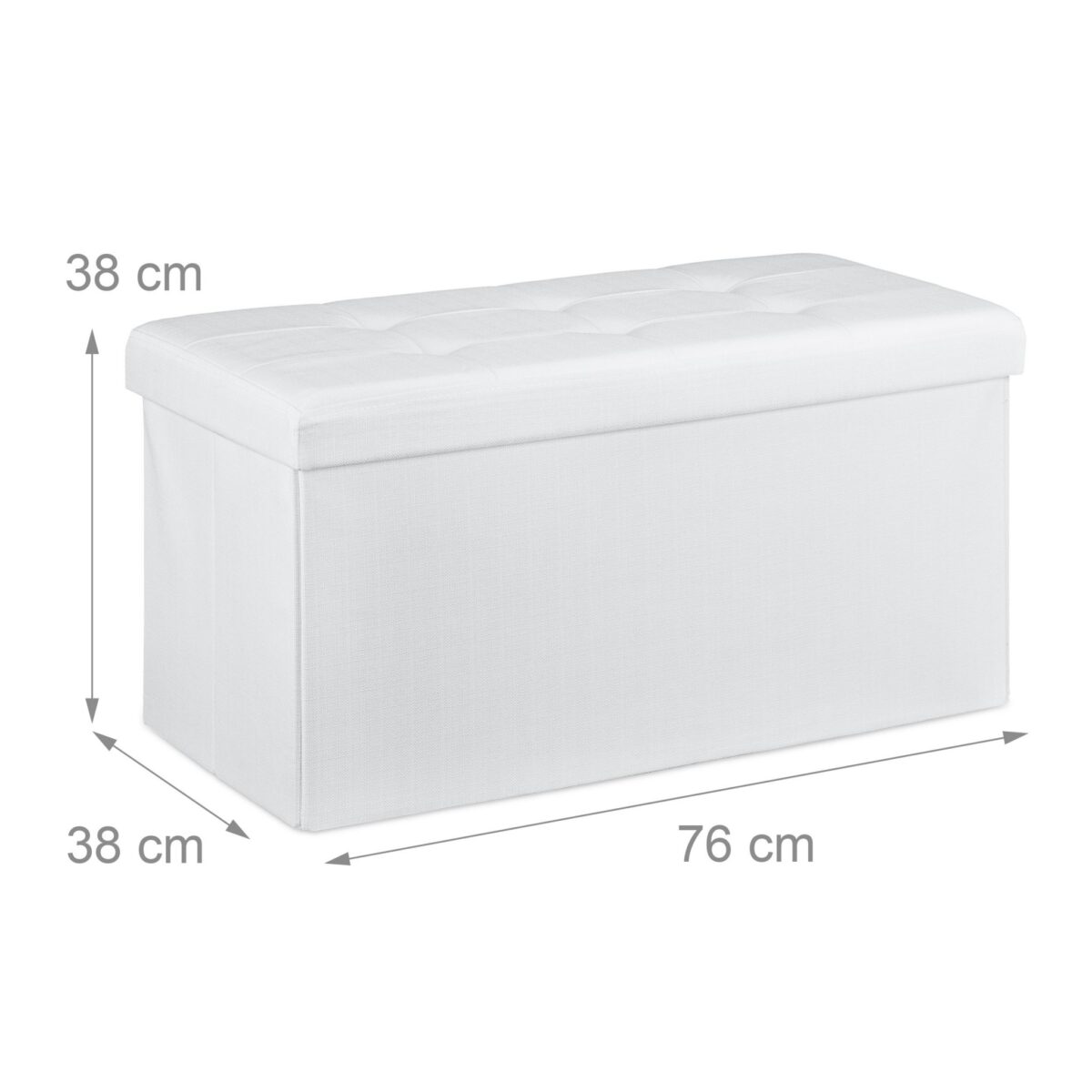 Banca tapitata tip taburet, cu spatiu depozitare, capacitate 300 kg, alb, 38 x 76 x 38 cm - imagine 4