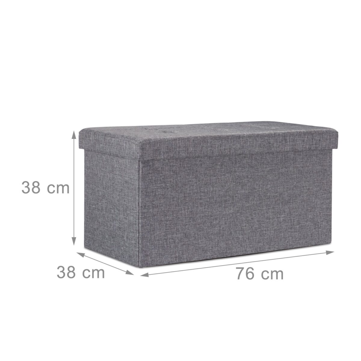 Banca tapitata tip taburet, cu spatiu depozitare, capacitate 300 kg, antracit, 38 x 76 x 38 cm - imagine 3