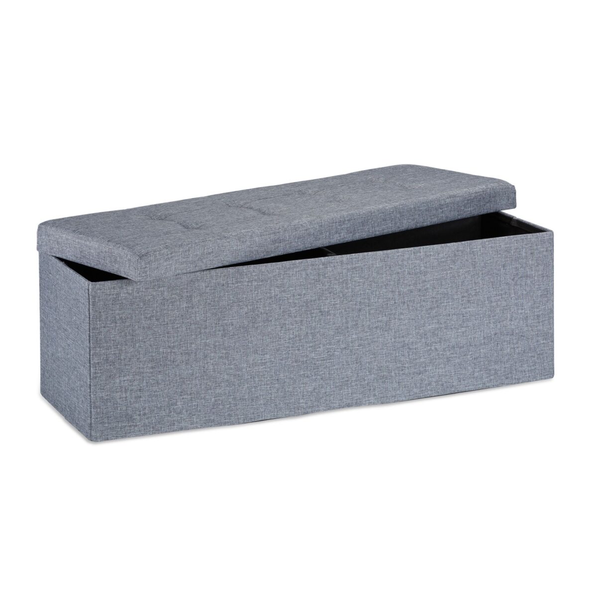 Banca tapitata tip taburet, cu spatiu depozitare, pliabil, antracit, 38 x 114 x 38 cm - imagine 4