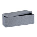 Banca tapitata tip taburet, cu spatiu depozitare, pliabil, antracit, 38 x 114 x 38 cm - imagine 4