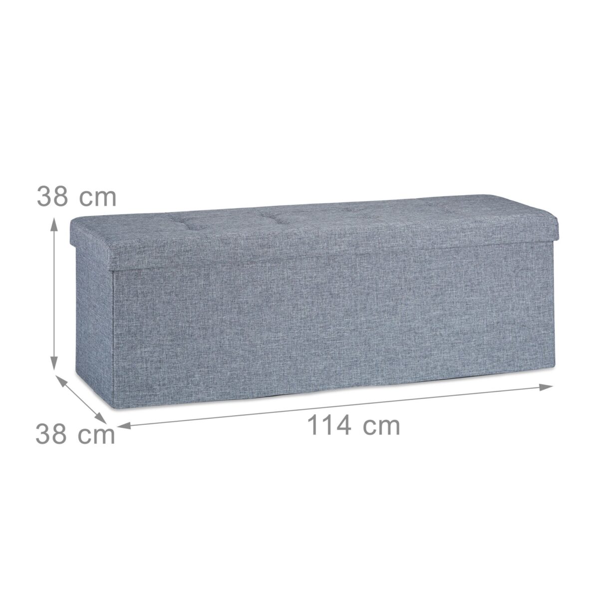 Banca tapitata tip taburet, cu spatiu depozitare, pliabil, antracit, 38 x 114 x 38 cm - imagine 5