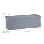 Banca tapitata tip taburet, cu spatiu depozitare, pliabil, antracit, 38 x 114 x 38 cm - imagine 5