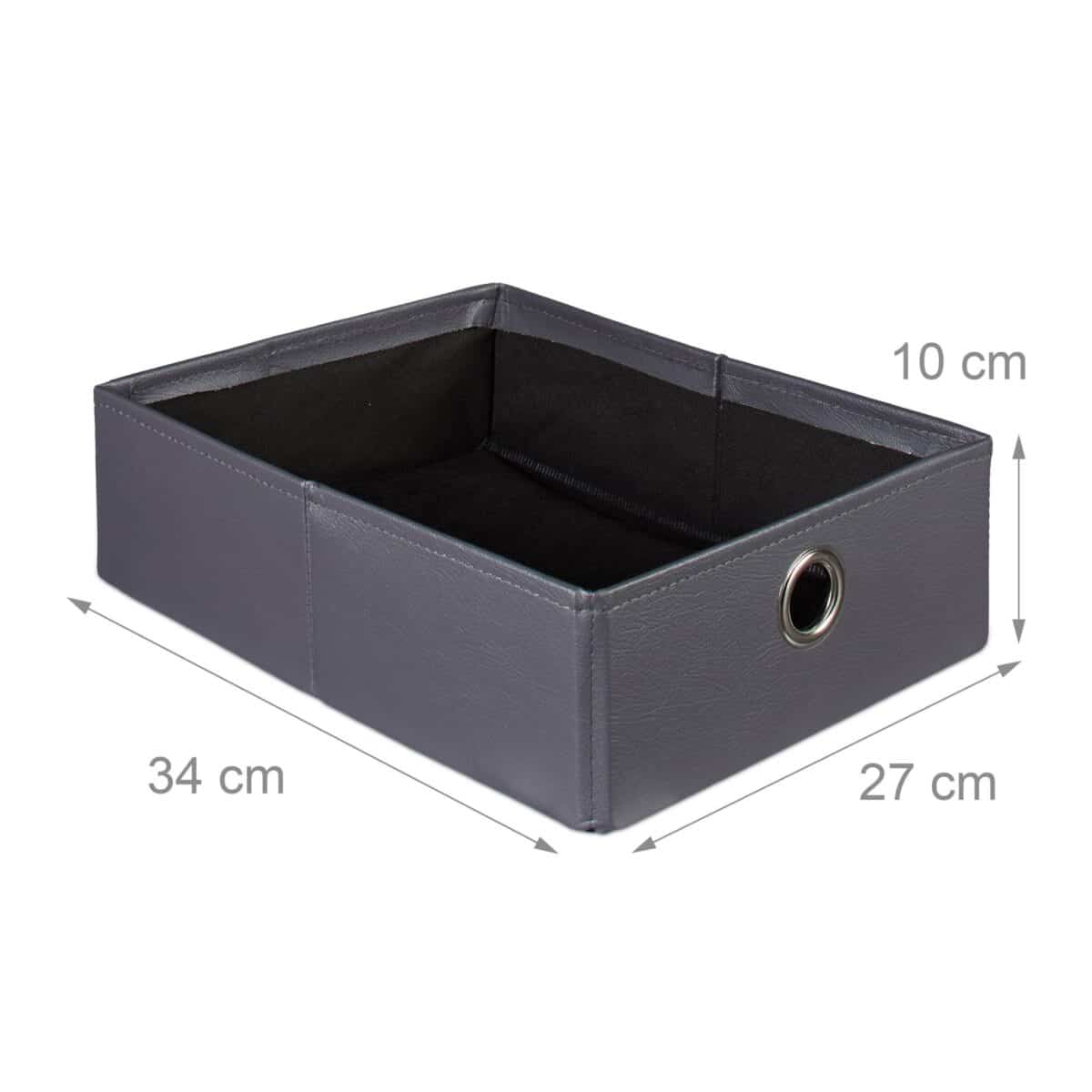 Taburet cu 2 sertare, pliabil, piele ecologica, gri, 38 x 38 x 38 cm - imagine 4