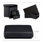 Taburet cu 2 sertare, pliabil, piele ecologica, negru, 38 x 38 x 38 cm - imagine 4