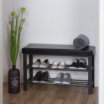 Pantofar tip taburet, cu structura metalica, piele ecologica, negru, 49 x 81 x 31 cm - imagine 3