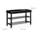 Pantofar tip taburet, cu structura metalica, piele ecologica, negru, 49 x 81 x 31 cm - imagine 5