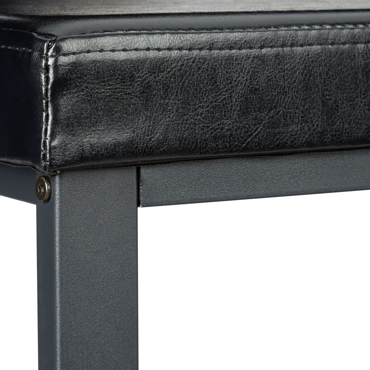 Pantofar tip taburet, cu structura metalica, piele ecologica, negru, 49 x 81 x 31 cm - imagine 6