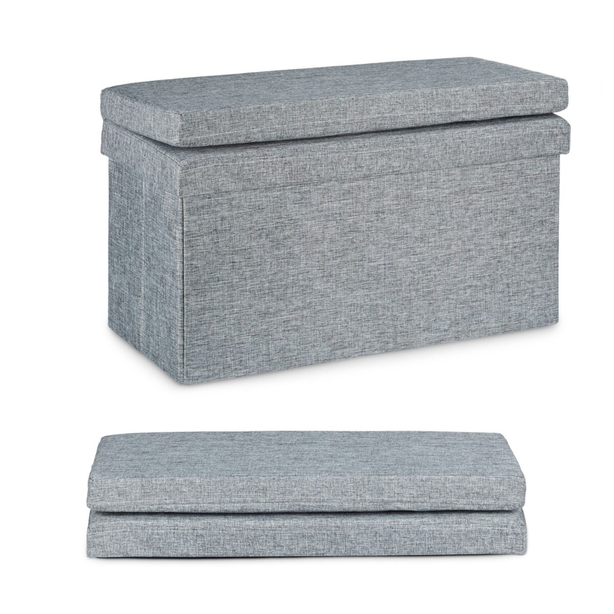 Taburet cu spatar, cu spatiu depozitare, capacitate 300 kg, gri, 73 x 76 x 38 cm - imagine 10