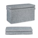 Taburet cu spatar, cu spatiu depozitare, capacitate 300 kg, gri, 73 x 76 x 38 cm - imagine 10