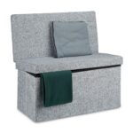 Taburet cu spatar, cu spatiu depozitare, capacitate 300 kg, gri, 73 x 76 x 38 cm