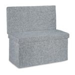 Taburet cu spatar, cu spatiu depozitare, capacitate 300 kg, gri, 73 x 76 x 38 cm - imagine 3