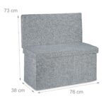 Taburet cu spatar, cu spatiu depozitare, capacitate 300 kg, gri, 73 x 76 x 38 cm - imagine 4