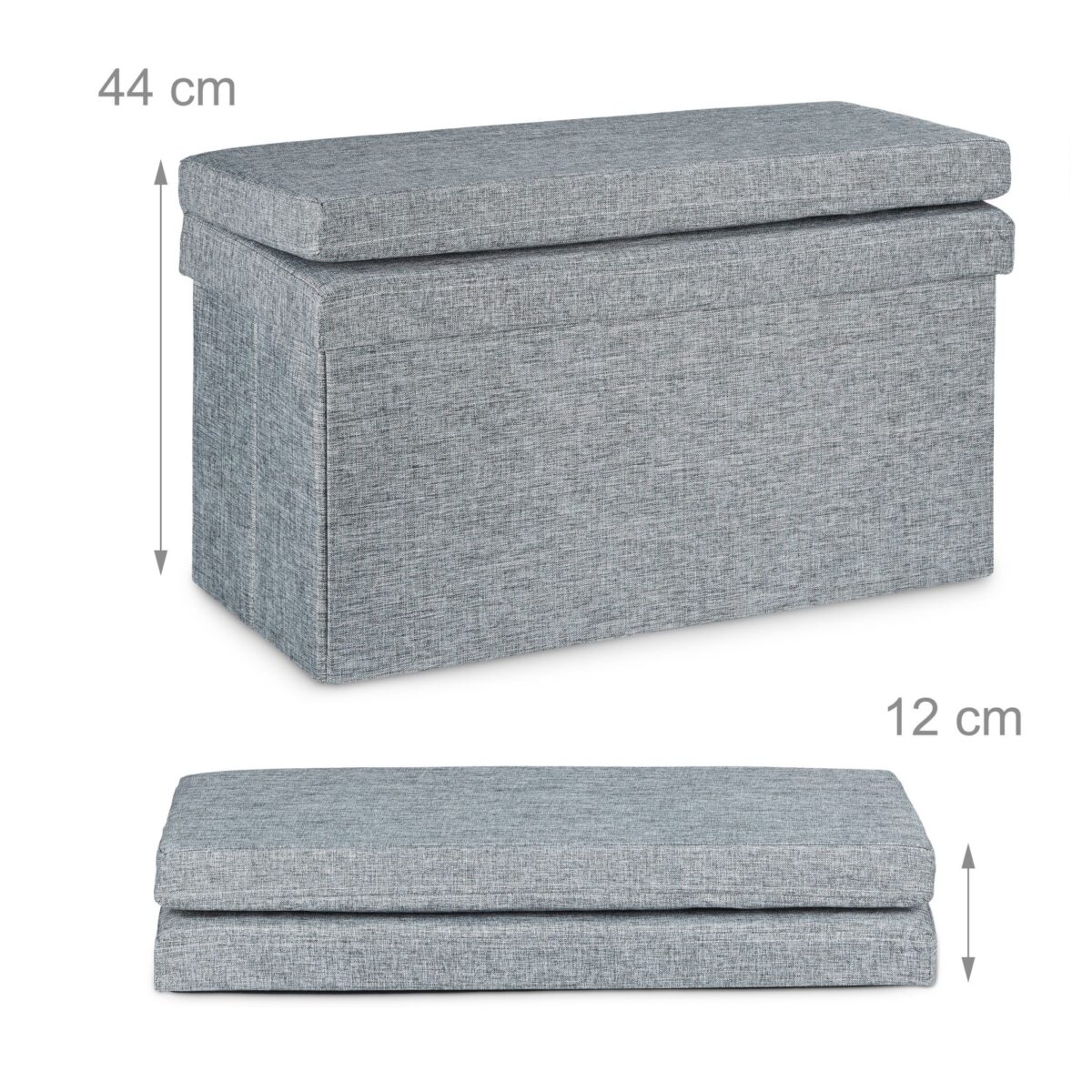 Taburet cu spatar, cu spatiu depozitare, capacitate 300 kg, gri, 73 x 76 x 38 cm - imagine 5
