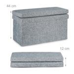 Taburet cu spatar, cu spatiu depozitare, capacitate 300 kg, gri, 73 x 76 x 38 cm - imagine 5