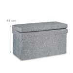 Taburet cu spatar, cu spatiu depozitare, capacitate 300 kg, gri, 73 x 76 x 38 cm - imagine 6