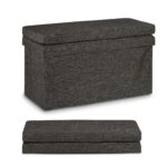 Taburet cu spatar, cu spatiu depozitare, capacitate 300 kg, maro, 73 x 76 x 38 cm - imagine 2