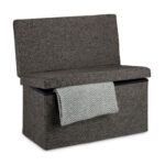 Taburet cu spatar, cu spatiu depozitare, capacitate 300 kg, maro, 73 x 76 x 38 cm