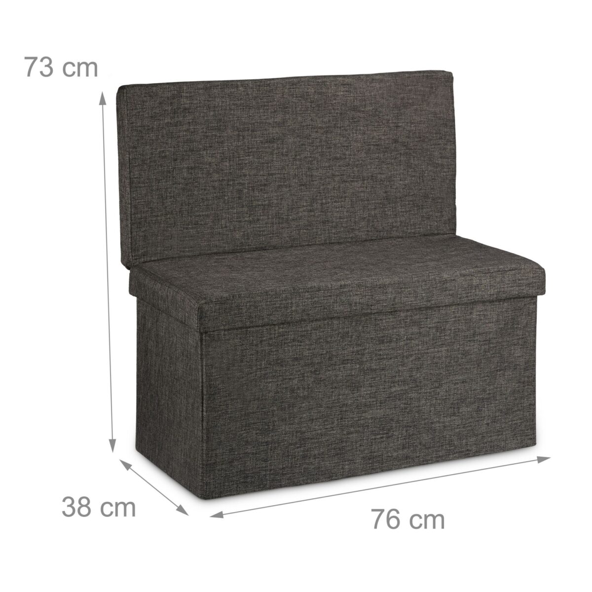 Taburet cu spatar, cu spatiu depozitare, capacitate 300 kg, maro, 73 x 76 x 38 cm - imagine 5