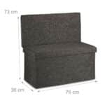 Taburet cu spatar, cu spatiu depozitare, capacitate 300 kg, maro, 73 x 76 x 38 cm - imagine 5