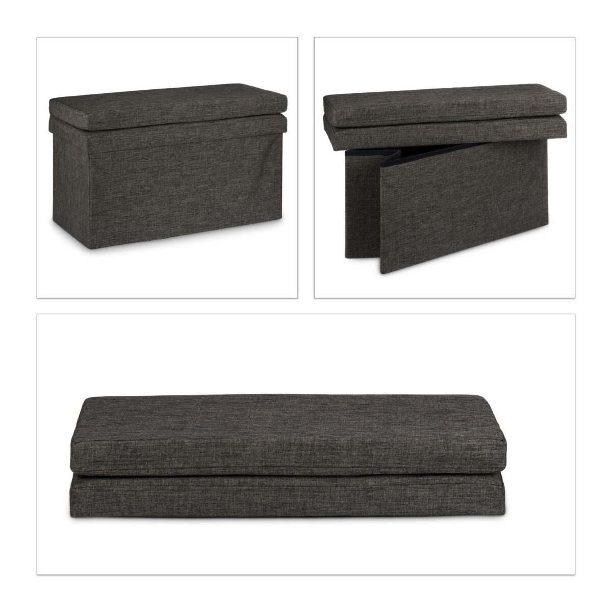 Taburet cu spatar, cu spatiu depozitare, capacitate 300 kg, maro, 73 x 76 x 38 cm - imagine 8